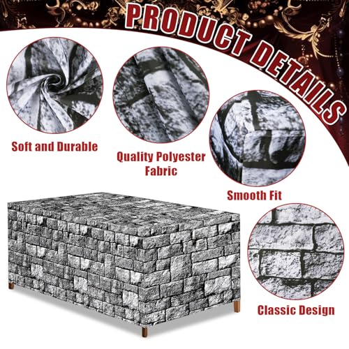 Medieval Brick Stone Wall Tablecloth 6Ft Halloween Castle Table Cover