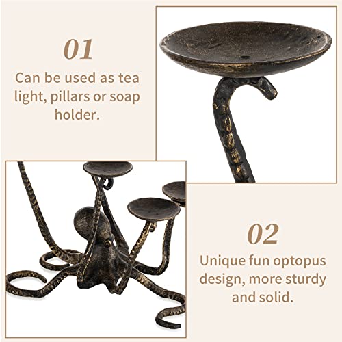 Gothic Octopus Candle Holder for Halloween and Home Decor - Iron Candelabra