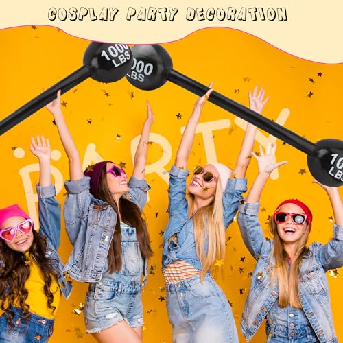 12 Pack Inflatable Dumbbell Barbell Party Props - 47 Inch Fake Weights for Cosplay & Celebration