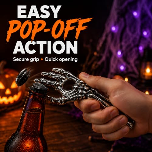 Sarcidery Skeleton Hand Beer Bottle Opener - Silver Gothic Bar Tool