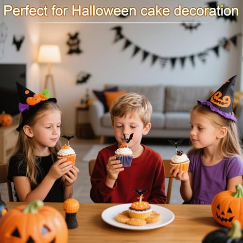 24pcs Halloween Bat Cake Toppers - Baby Shower & Party Decor