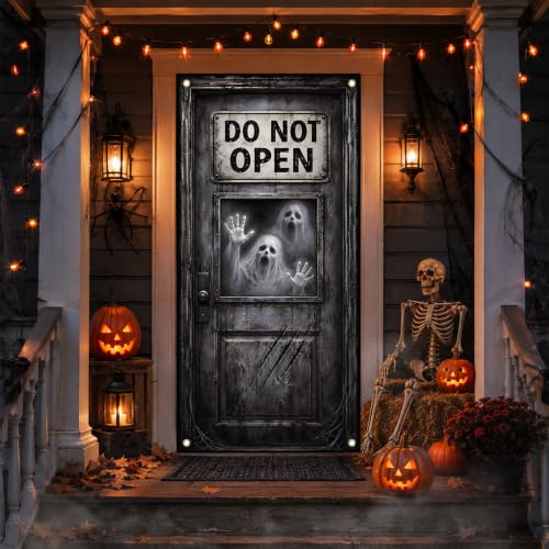 Halloween Door Cover - Do Not Open Haunted Ghost Warning Decoration 72x35 in - Variation: DO NOT OPEN