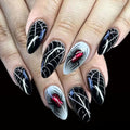 Halloween Press On Nails Almond Medium with Glitter Spider Web Design - Black, 24 Pcs - Variation of THIS listing 28