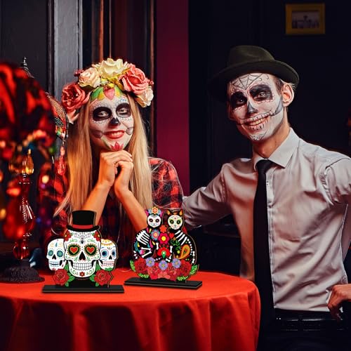 Day of the Dead Wooden Table Decorations - 6 Sugar Skull Centerpieces - Variation of THIS listing