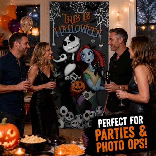 Halloween Door Cover Skeleton & Ghost Decor for Porch & Wall