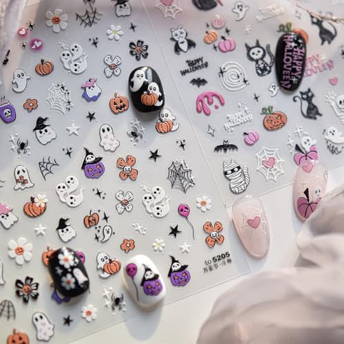 Halloween Ghost 15 - 5D Embossed Self-Adhesive Nail Stickers for Halloween Nail Art