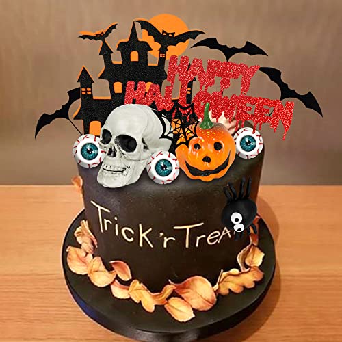 Halloween Cake Toppers Skull Eyeballs Spider Castle Decorations - Eyeballs Variant