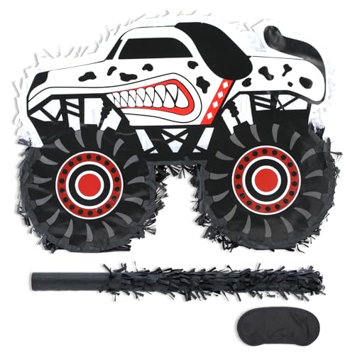 Monster Truck Dalmatian Pinata Bundle with Blindfold and Bat - Monstar Truck Dal Variation