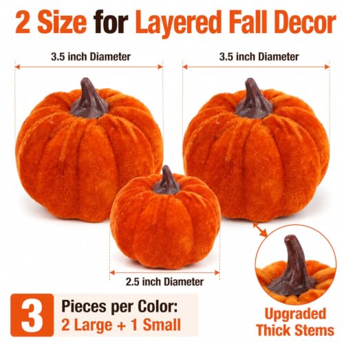 Velvet Mini Pumpkins Fall Decor Set - 18 Pcs Rustic Harvest Accessories