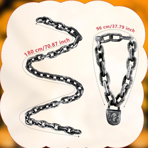 Halloween Fake Prison Chain Links with Lock 2-Pack – Plastic Costume Prop & Decoration