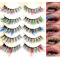 Ombre Colored Fluffy Wispy False Eyelashes with Silk Protein - Mixed-AG02