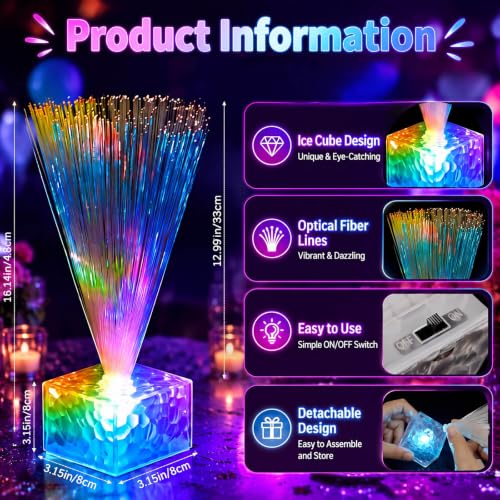 Mini Fiber Optic Lamp Set - 4 Clear 16-Inch Glow Party Favors with Color-Changing Lights