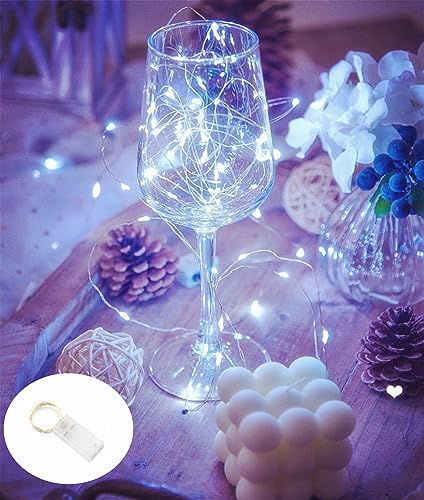 White LED Fairy String Lights 7Ft Battery Operated for DIY Decor - Cool White