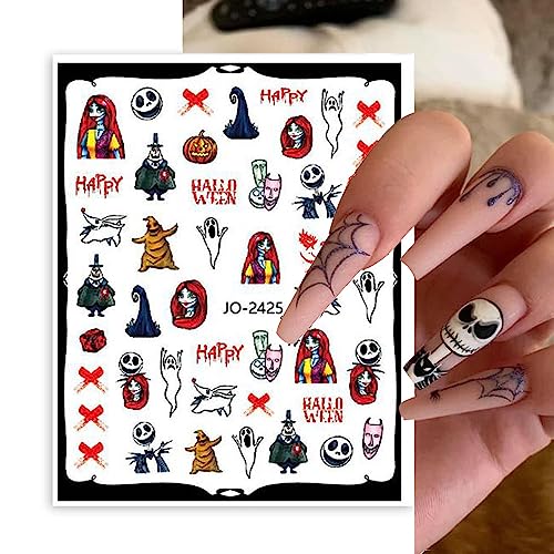 Halloween Nail Art Stickers Decals - 6 Sheets Pumpkin Ghost Witches Design