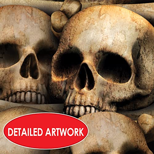 Halloween Catacombs Wall Backdrops - Creepy Skull and Bones Scene Set, 4x30 ft, 3 Pieces