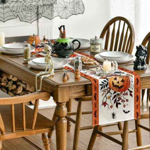 Halloween Table Runner 13x120 Inch Orange Spun Polyester Home Party Decor