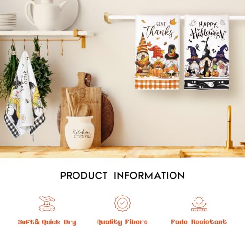 Gnome Kitchen Towels Set - Absorbent Holiday Dish Cloths, Seasonal Housewarming Gift