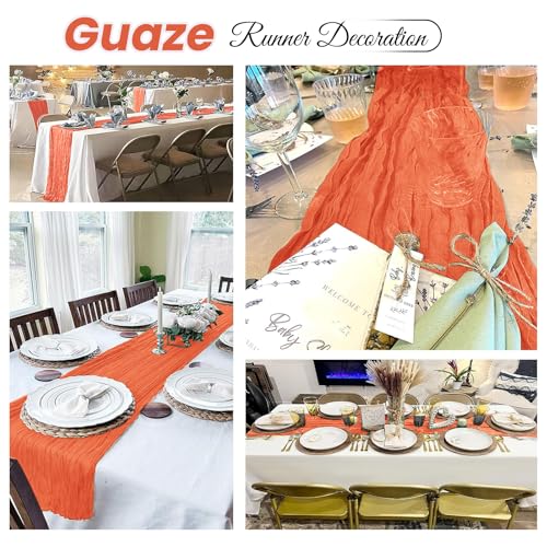 Orange Cheesecloth Table Runner 20x120 Inch Bulk Set for Wedding Party Baby Shower