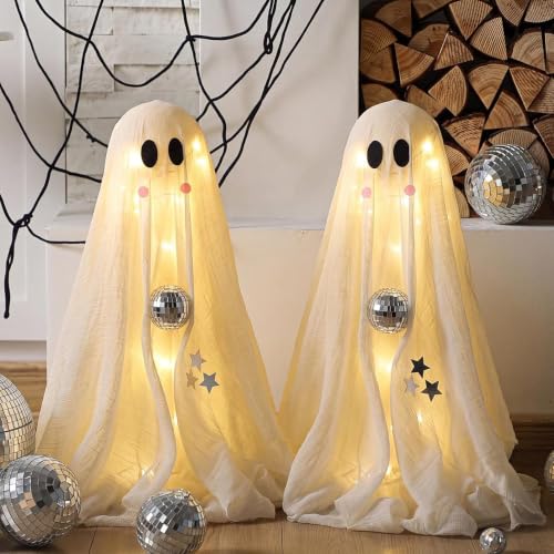 Lighted Ghost Halloween Decorations Set for Indoor & Outdoor Festive Decor