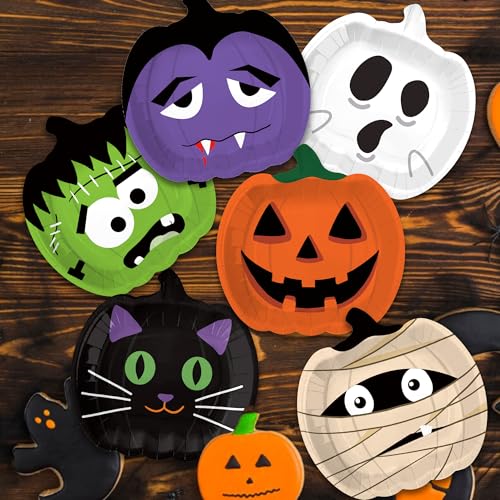 Halloween Paper Plates 48pcs Pumpkin Variation 9 Inch Party Supplies