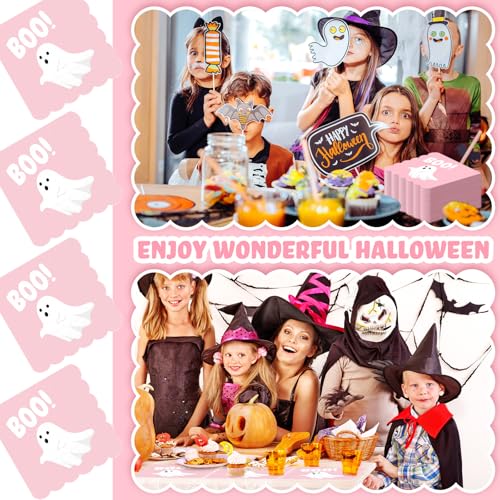 Cute Pink Halloween Ghost Napkins 100 Pcs Lace Edge Disposable Party Tableware