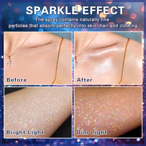 Pink Body Glitter Spray for Hair & Clothes - Shiny & Long-Lasting