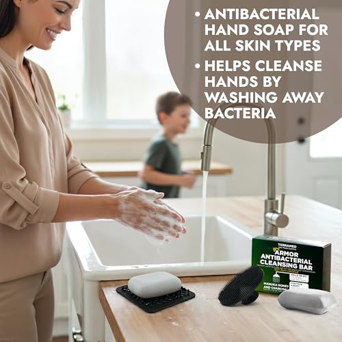 Antibacterial Body Bar Soap with Scrubber for Back Acne & Body Odor - 2 Pack