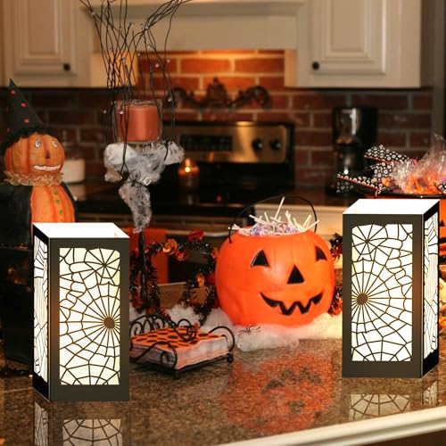 Halloween Table Centerpieces Boxes - 8 Pcs Spider Web Design, Black Variation