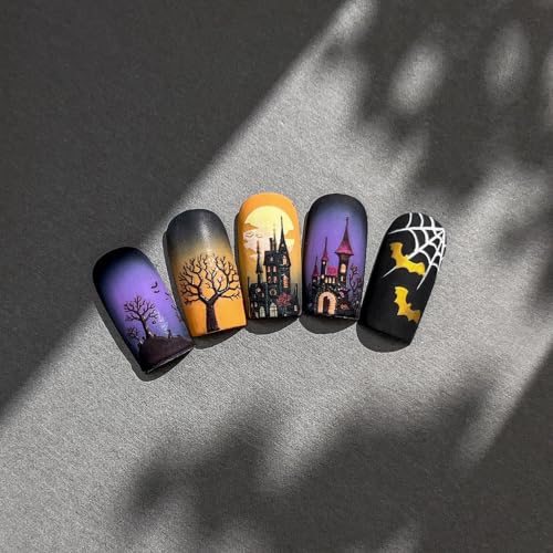 Halloween Nail Stickers for Nail Art Castle Forest - Gothic Self-Adhesive Decals, Style28