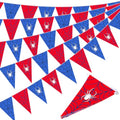 Spider Web Birthday Party Decorations Banner - Red & Blue Flags, 49.2 ft, 5 Pcs
