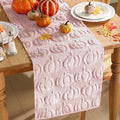 Fall Table Runner 3D Faux Fur Pumpkin & Pink - Seasonal Harvest Decor