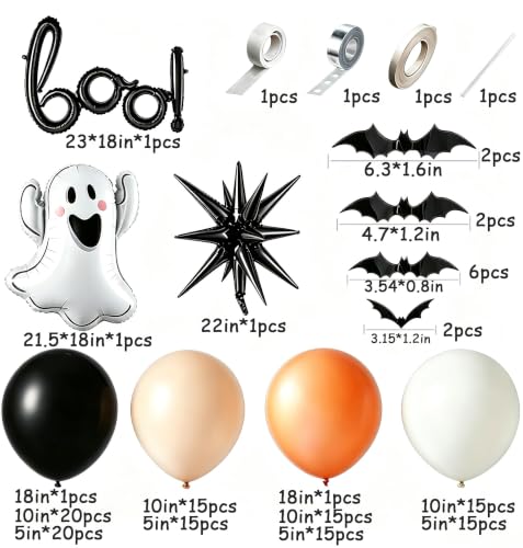 Halloween Balloon Arch Kit with Ghost and Boo Balloons - Spooky Party Decorations