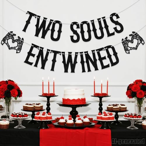 Halloween Wedding Banner Two Souls Entwined Party Decorations Bride or Die