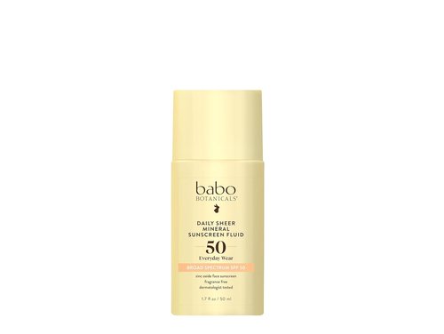 Babo Botanicals Daily Sheer Mineral Sunscreen SPF 50 - Ultra-Lightweight Zinc Oxide Formula | Fragrance-Free, Face Use