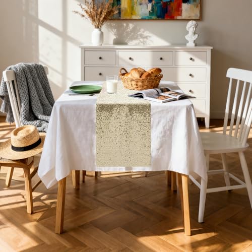 Champagne Sequin Table Runner 12x72 Inches for Wedding & Party Decor - 10 Pack
