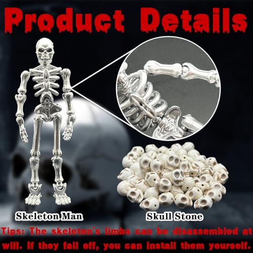 Skeleton Water Lamp - Creepy Horror Skeleton in Jar with Skulls, Silver Variation