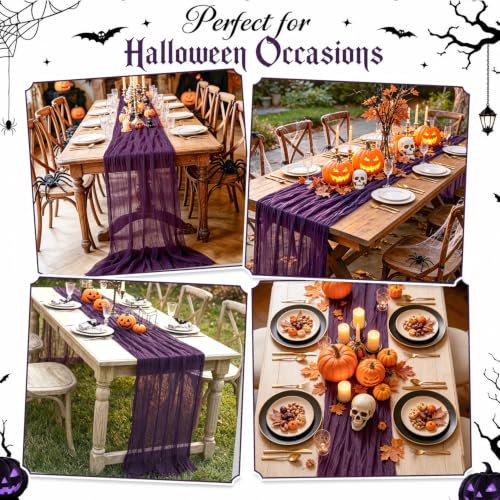 Purple Cheesecloth Table Runner 10FT 2 Pack - Rustic Wedding & Party Decor