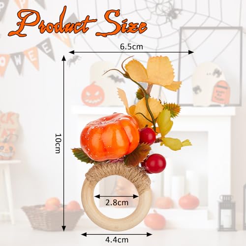 Halloween Pumpkin Eyeball Hand Napkin Rings Set - Fall Dinner Table Decor - Orange Pumpkin Variation