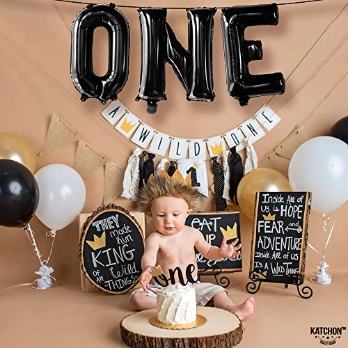 Black 16 Inch First Birthday Balloon for First Birthday Party Decorations - Variation: Black