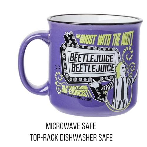 Beetlejuice Ghost Ceramic Camper Mug 20oz - Officially Licensed Coffee Cup