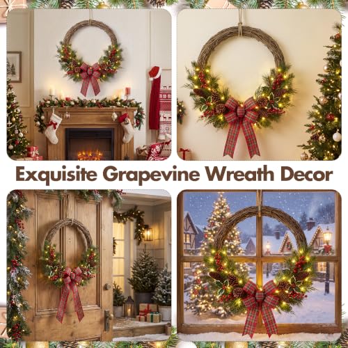 20 Inch Natural Grapevine Wreaths - 2 Pieces Rustic Holiday Decor - DIY Wreath Craft