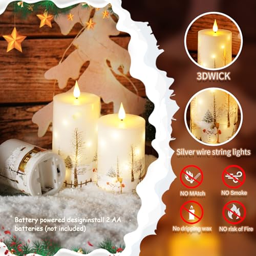 White Flameless Candles with Remote Control - Christmas LED Candle Set of 3