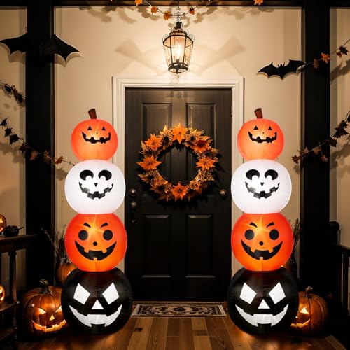 Halloween Inflatable Pumpkin Light Up Yard Decor - 4.6 ft, 2 Pack - Variation: Pumpkin