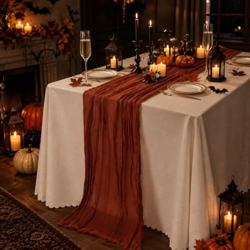 Halloween Terracotta Cheesecloth Table Runner 35x120 Inches - 3 Pack