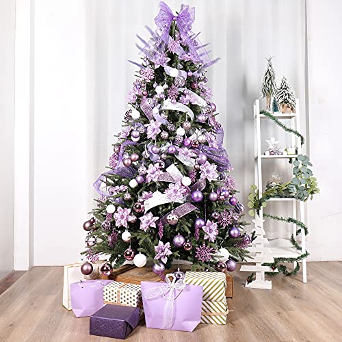 87pcs Christmas Ball Ornaments Set - Shatterproof Lilac Holiday Decorations with Gift Package