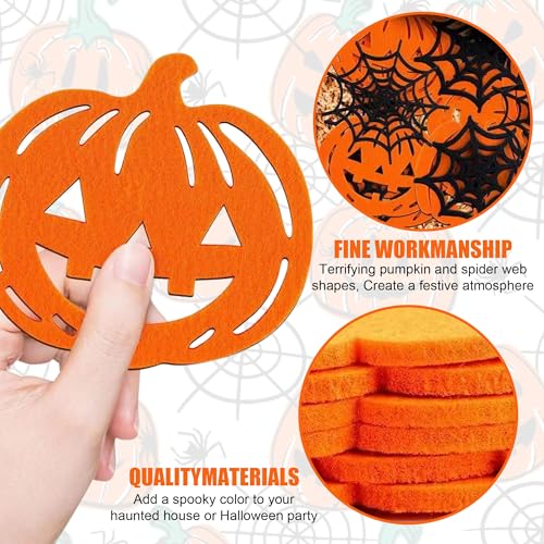 Halloween Coasters Set of 4 - Pumpkin Design Felt Drink Protectors