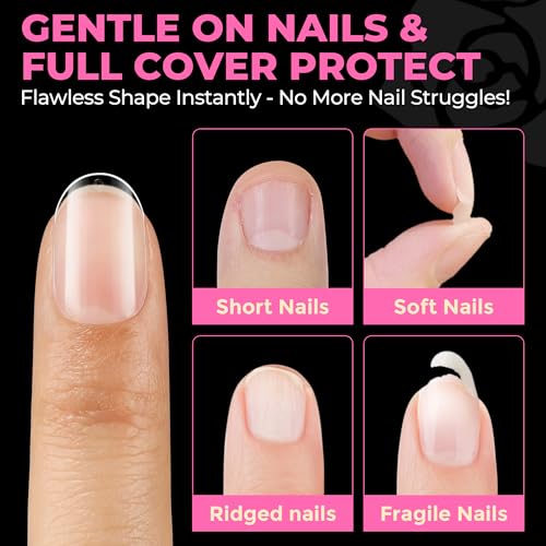Oval XS Nail Tips - Extra Short Clear Fake Nails 504pcs for DIY Salon & Home Use