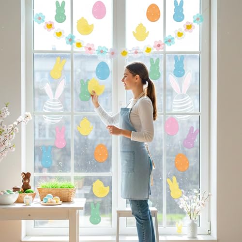 Easter Bunny Egg Chick Glitter Cutouts for Birthday Party Bulletin Board Decor - Variation of Easter Animals