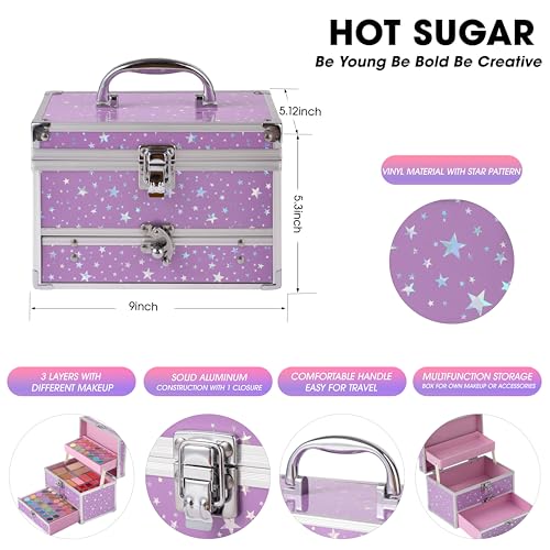 Hot Sugar Makeup Kit with Train Case for Beginners - Purple