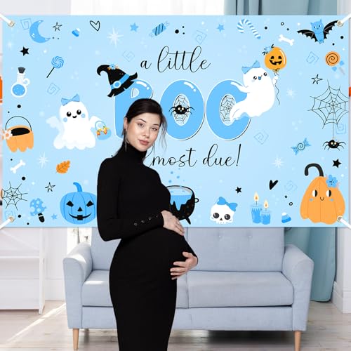 Avezano Blue Halloween Baby Shower Backdrop Banner 6x3.6ft